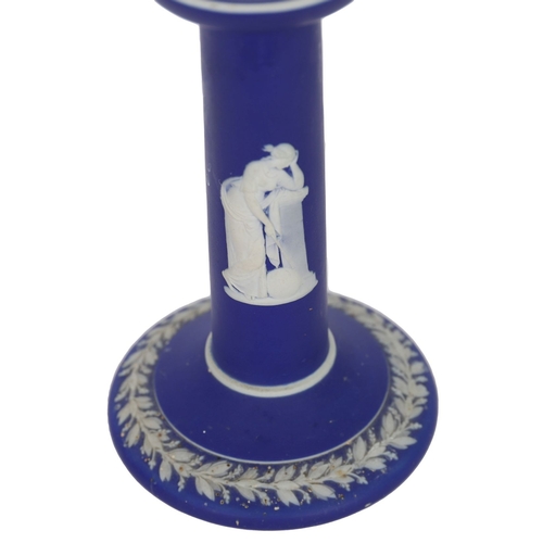 188 - WEDGWOOD JASPER BLUE CANDLESTICK