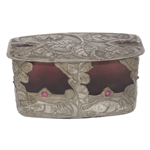 66 - ART NOUVEAU GLASS BOX AND COVER WITH METAL MOUNTS, FRANCE CIRCA 1900