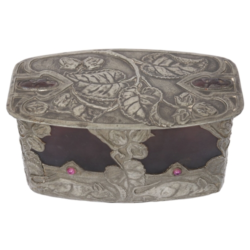 66 - ART NOUVEAU GLASS BOX AND COVER WITH METAL MOUNTS, FRANCE CIRCA 1900