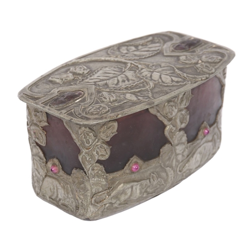 66 - ART NOUVEAU GLASS BOX AND COVER WITH METAL MOUNTS, FRANCE CIRCA 1900