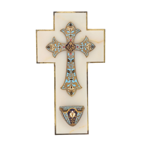 71 - A 19TH-CENTURY CHAMPLEVÉ ENAMELLED CROSS