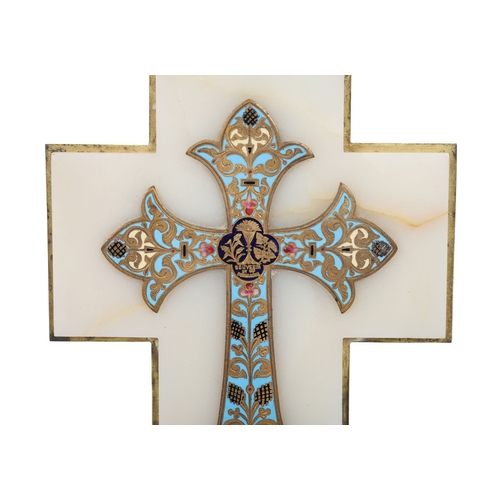 71 - A 19TH-CENTURY CHAMPLEVÉ ENAMELLED CROSS