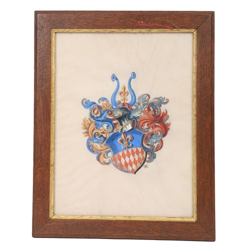 82 - FRAMED ARMORIAL CREST – NOETINGER (MARRIAGE ARMS)