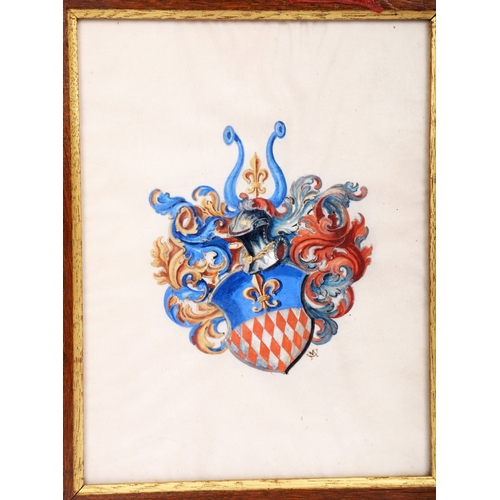 82 - FRAMED ARMORIAL CREST – NOETINGER (MARRIAGE ARMS)