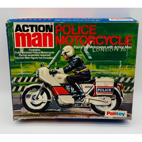 A vintage boxed Palitoy Action Man Police Motorcycle (Cat.No 34740 ...