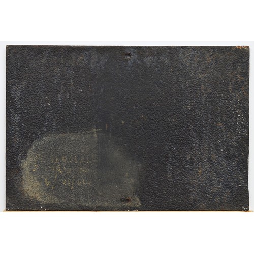 16 - Cast iron sign, Midland Railway, BEWARE OF TRAINS. Front and rear repainted, with heavy pitting on r... 