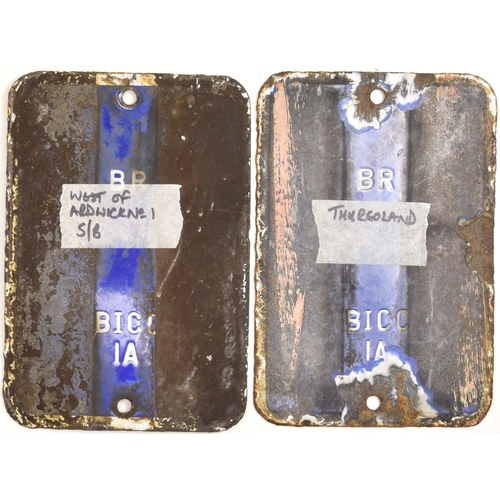 65 - Enamel gantry ID plates x 2. British Railways Eastern Region; 31 09 (from Thurgoland area), 00 73 (f... 