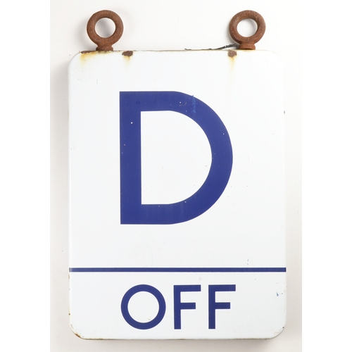 92 - Enamel underground sign double sided, De-icer on/ off. One eyelet loose but it still gangs up on bot... 
