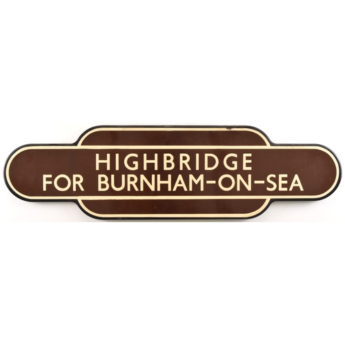 191 - British Railways, Western Region totem, HIGHBRIDGE FOR BURNHAM-ON-SEA, from the closed Somerset and ... 