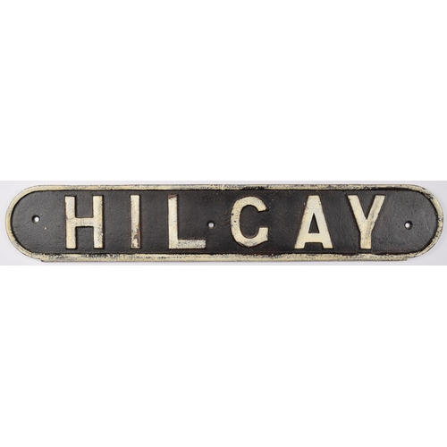 259 - Seat Back Name, cast iron, London and North Eastern Railway, HILGAY from the closed Norfolk station ... 