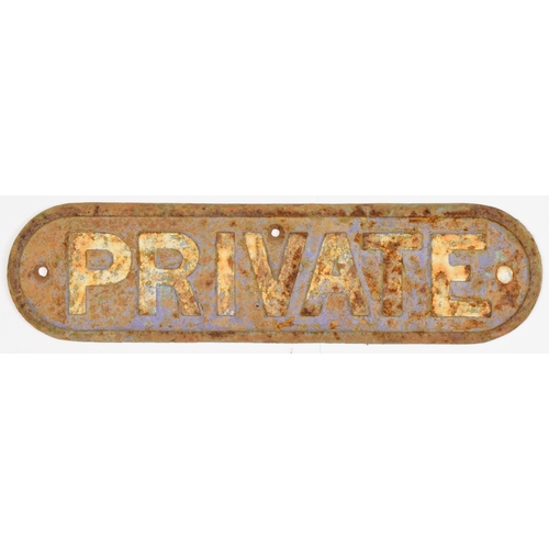 277 - Door plate, London & North Eastern Railway, PRIVATE, unrestored, cast iron, 13 1/2 x 3 1/2 inche... 