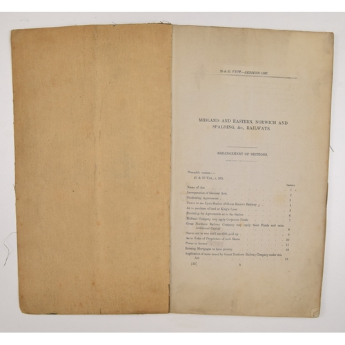 303 - Ephemera, Midland & Eastern Lynn, Sutton, Spalding, Bourn and Norwich, Spalding Railway Coys Act... 