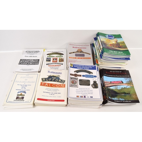 242 - Books, approx. 111 railwayana historical auction catalogues; GCR x 9, GWRA x 20, Talisman x 49, Shef... 