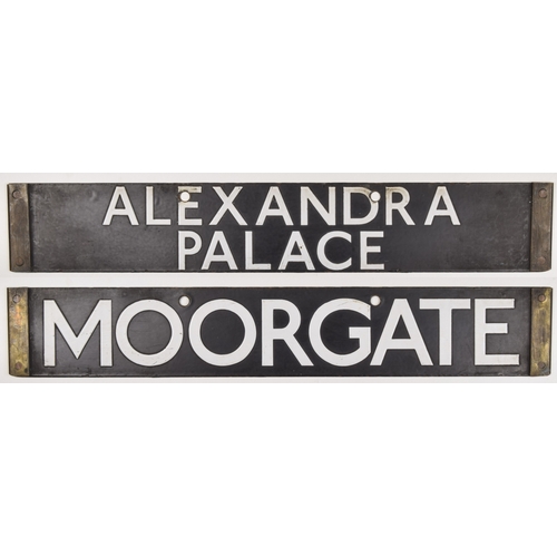 246 - London Transport, tube enamel destination plate, ALEXANDRA PALACE - MOORGATE. This is from the plann... 