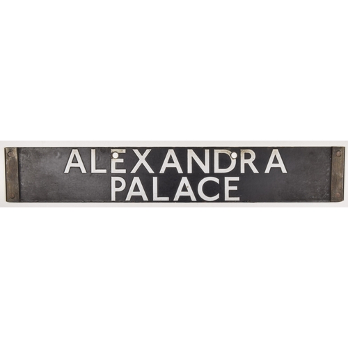 246 - London Transport, tube enamel destination plate, ALEXANDRA PALACE - MOORGATE. This is from the plann... 