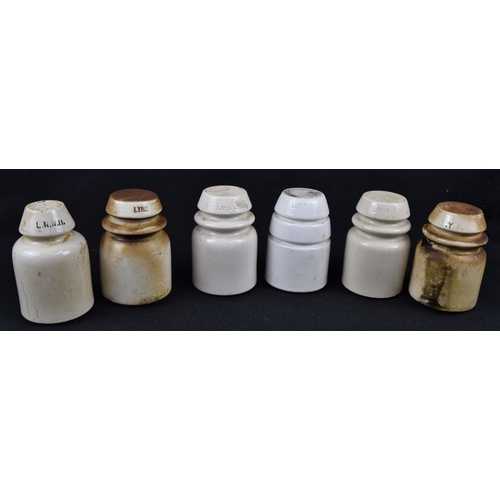 240 - Miscellaneous lot, 6x telegraph insulators; 5x Lancashire & Yorkshire Railway, one manufactured ... 
