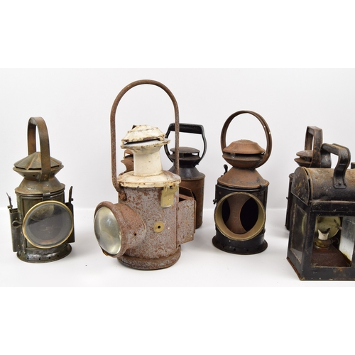 276 - Selection of lamps for spare or repairs, including remains of a eastern pattern headlamp. Shipping b... 