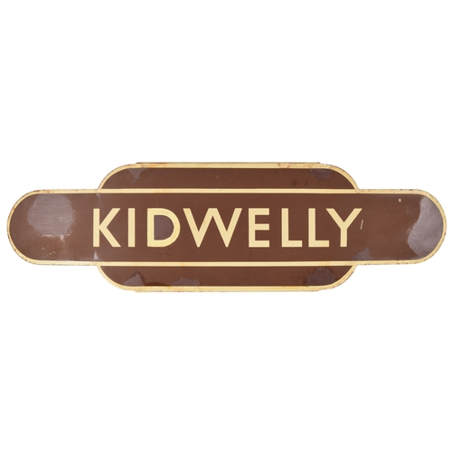 296 - Totem, enamel, British Railways Western Region, H/F KIDWELLY. This is from the former station betwee... 
