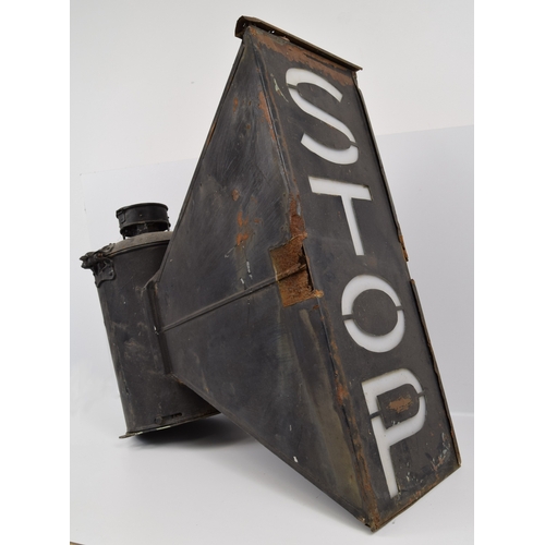 270 - Lamp, permanent way, Great Western Railway pattern, STOP. Ex railway condition, no interior. A impre... 