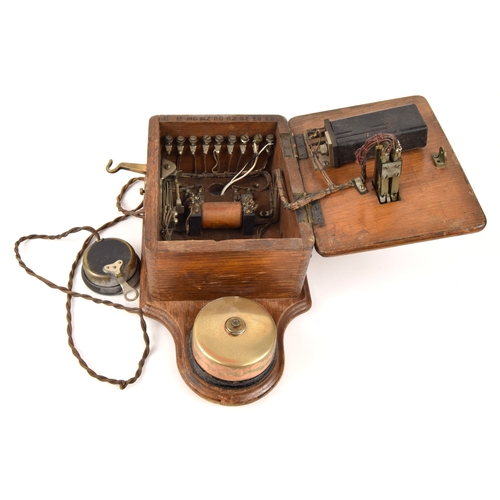 262 - Miscellaneous lot, Wood cased wall signal box telephone. Southern Railway pattern, complete in good ... 