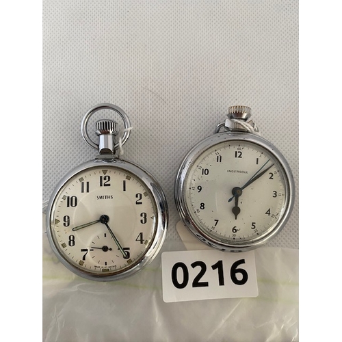 216 - Vintage Pocket watches, Smiths and Ingersoll both with seconds hands.