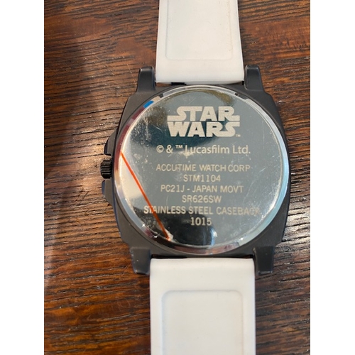 251 - STAR WARS ACCUTIME, Japanese movement gents watch with a stormtrooper face, dial 4.5cm wide, 6cm dia... 