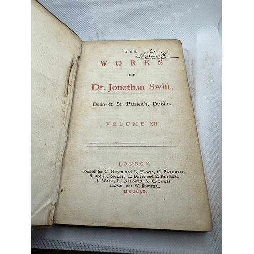 268 - Antiquarian early 18th century leather bound books, the WORKS by Dr Jonathan Swift (1667-1745 ) Dean... 