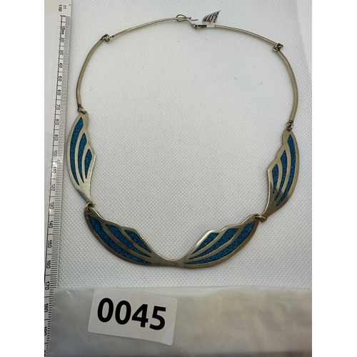 45 - Mexican silver turquoise necklace