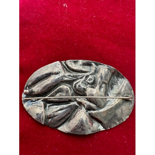 62 - large silver 925 modernist brooch 6.5cmL