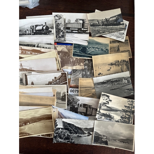 79 - 85 approx. vintage postcards of Wales including 15  Welsh railway / train postcards Portmadog Light ... 