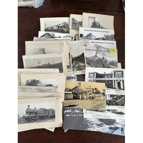80 - approx. 85 Railway interest postcards including mostly trains with some tramways. Included North Wal... 