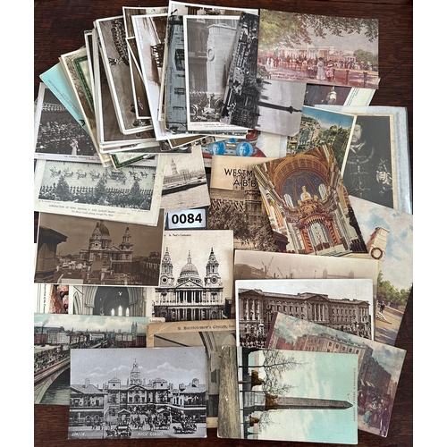 84 - 56 Antique, Edwardian and Vintage Postcards of old London and Royal Family together with Westminster... 