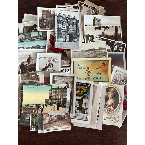89 - approx. 63 old postcards including Edwardian and early 20th century including coastal scenes many fr... 