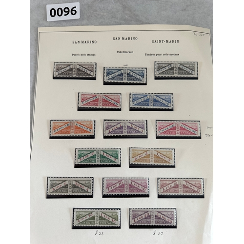 96 - SAN MARINO mint 1928 set of 15 Parcel post rare stamps, previously hinged. Scott 1928 Q1-Q15. High c... 