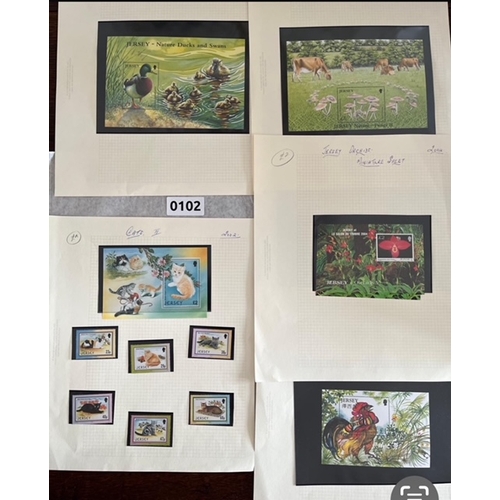 102 - JERSEY mint stamps of animals, corals, fungi, flower and coastal towers. Face value c. £20