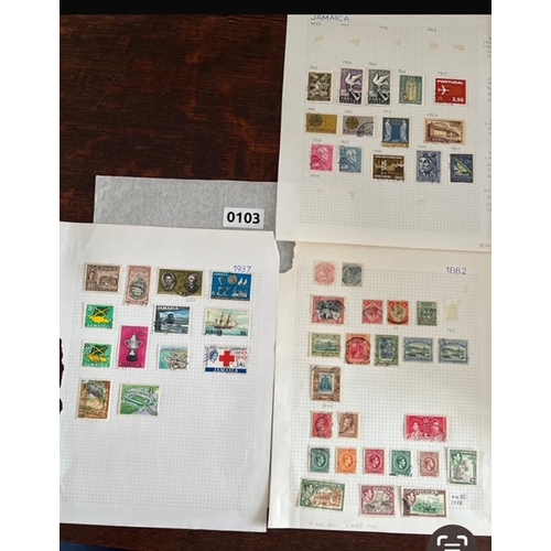 103 - JAMAICA commonwealth stamps from QV, KEVll, KG to QEll used stamps including half penny WAR STAMP ov... 