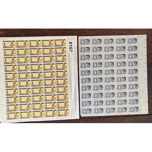107 - 2 pages of US mint stamps. 5c JFK and 4c DAG Hammarskjold blocks unused