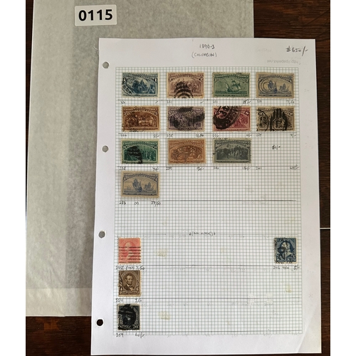 115 - US stamps inc. Columbus to 50c and 4c mint