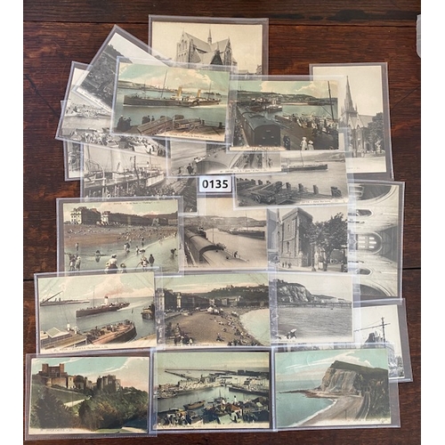 135 - DOVER KENT GB Postcards inc. castle, harbour, cliff, SS Pas-de-Calais, Ostend Boat arriving and leav... 