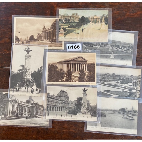 166 - PARIS FRANCE Edwardian and early 20th century postcards inc one colour of Le Jardin des Tuileries et... 