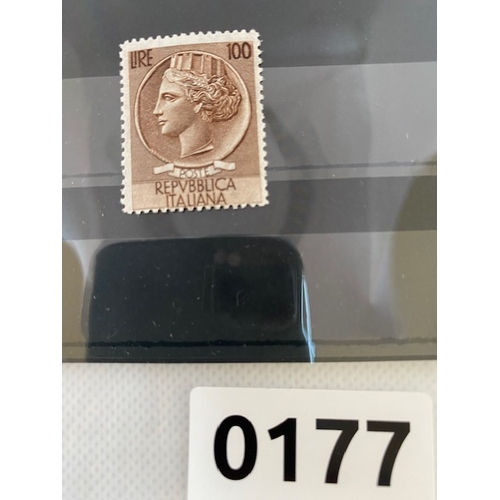 177 - ITALY  100L brown & beige oversize Syracuse coin stamp 1954/55. Good / high cat value depending on y... 