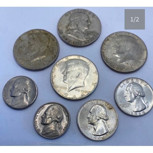 37 - US silver coins inc half dollars etc to 1964