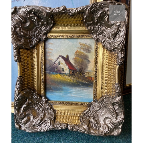 9 - Oil on canvas in very ornate gilt frame