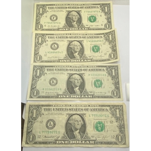 83 - US  foreign banknotes (4) one dollar each F, K & L series 1969-2009