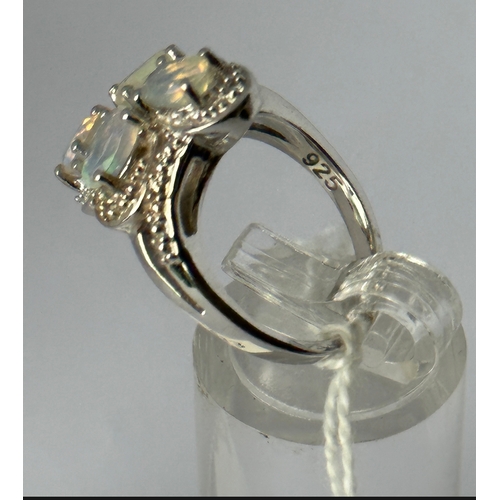 192 - 925 silver opal ring, size L