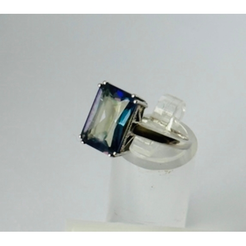 218 - 925 Silver mystic topaz ring, size S 1/2