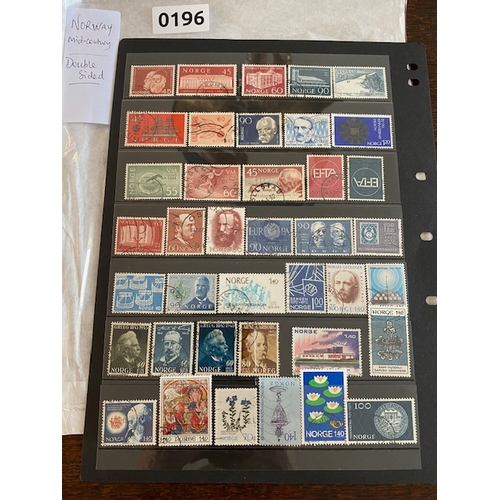 NORWAY used stamp selection on 2 sides of Hanger page. Norge stamps ...