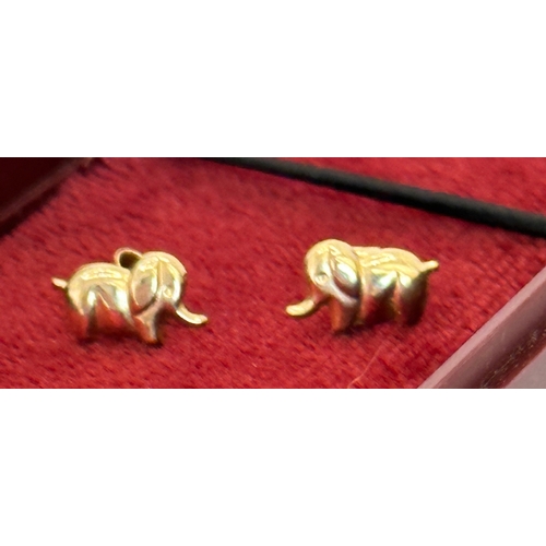 315 - 9ct gold earrings - baby elephant