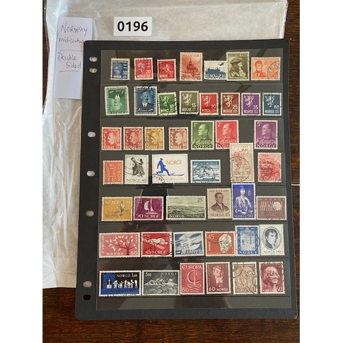 196 - NORWAY used stamp selection on 2 sides of Hanger page. Norge stamps assortment