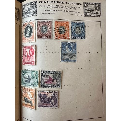 455 - IMPROVED vintage stamp album by Stanley Gibbons with colour world maps, GB (QV onwards), commonwealt... 